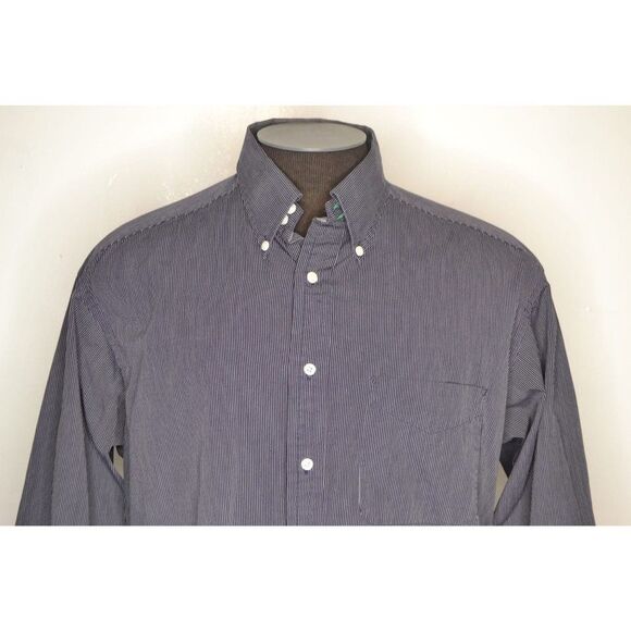 Tommy Hilfiger Men's 16 32-33 Blue Pinstripe Button Down Long Sleeve Shirt - Picture 2 of 11